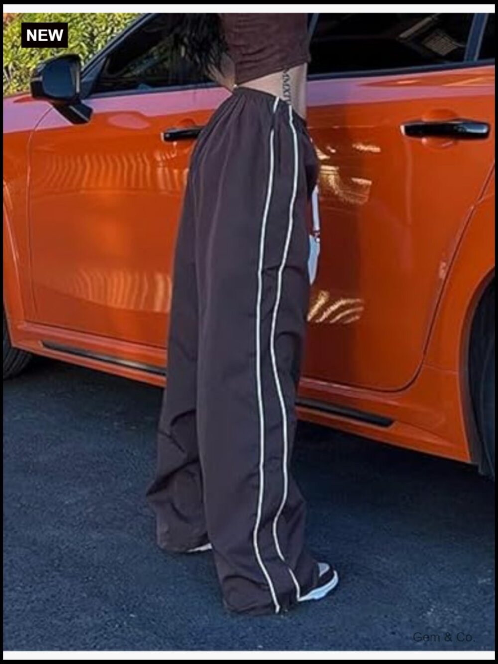 Womens Baggy Wide Leg Track Pants Y2k Elastic Waist Jogger Sweatpants - Picture 4 of 7